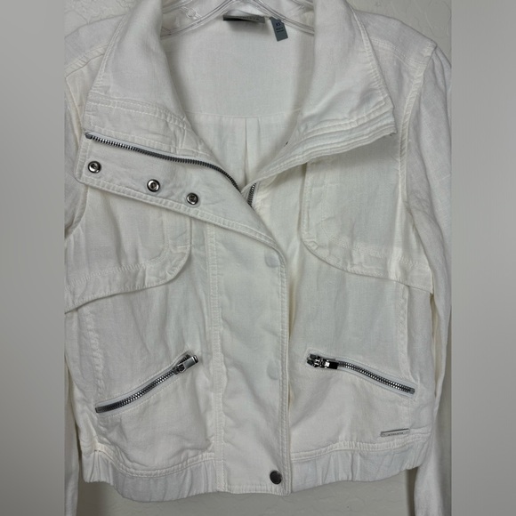 Athleta Linen High Neck Long Sleeve Lightweight Jacket White Size XS 0204 - Picture 2 of 11